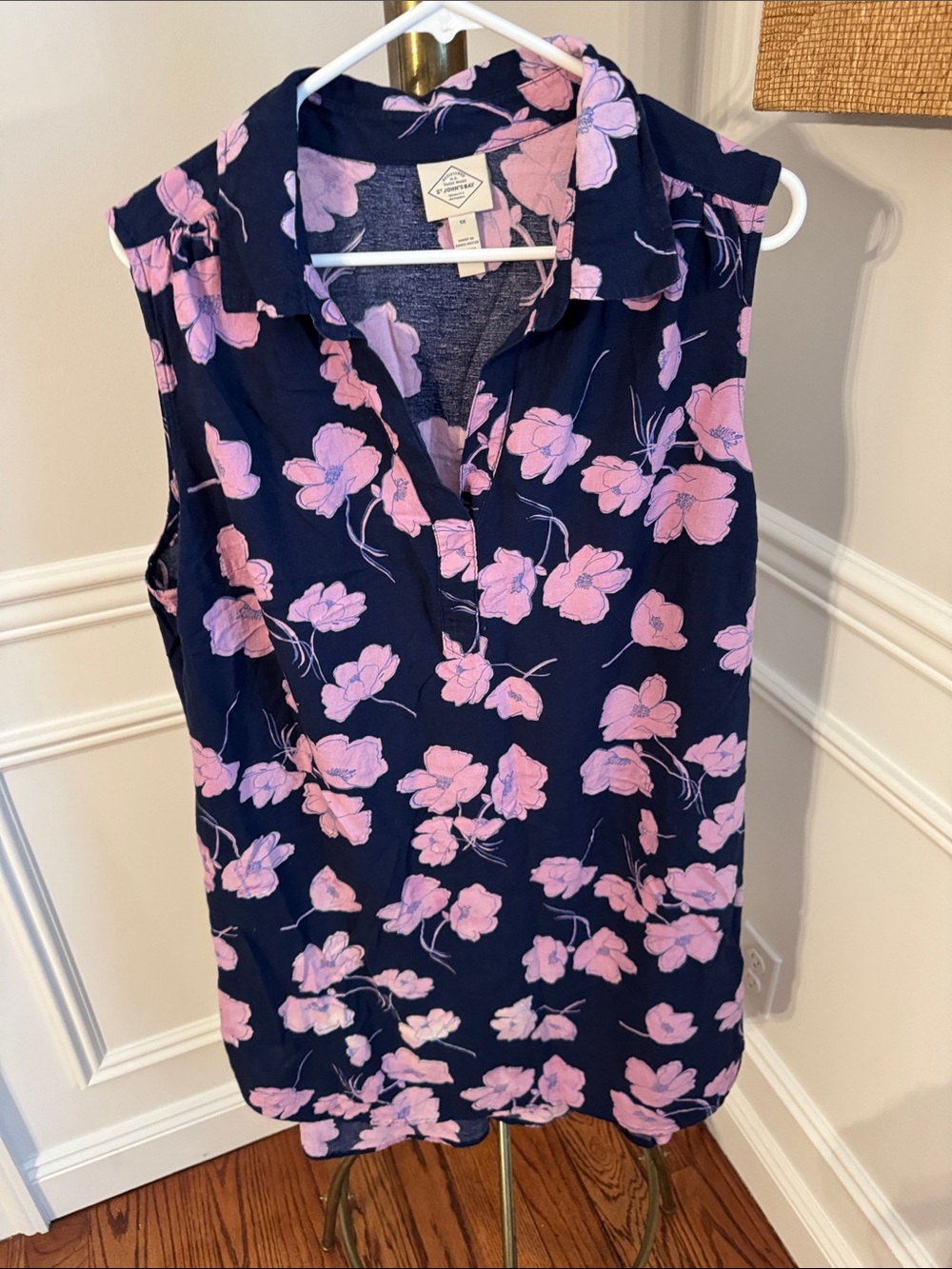 St. John's Bay Navy Sleeveless Mini Dress with Pink Floral Print